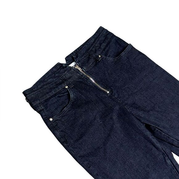 BA&SH women’s skin fit high waisted dark navy cropped logo embroidered jeans sz6 - Picture 5 of 11